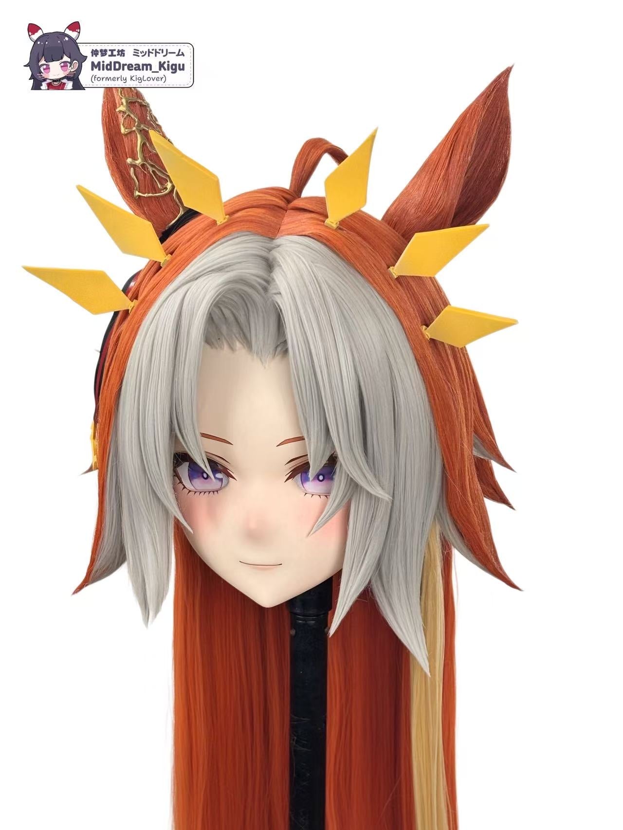 Orfevre from Umamusume Pretty Derby Animegao Kigurumi mask front view by MidDreamKigu